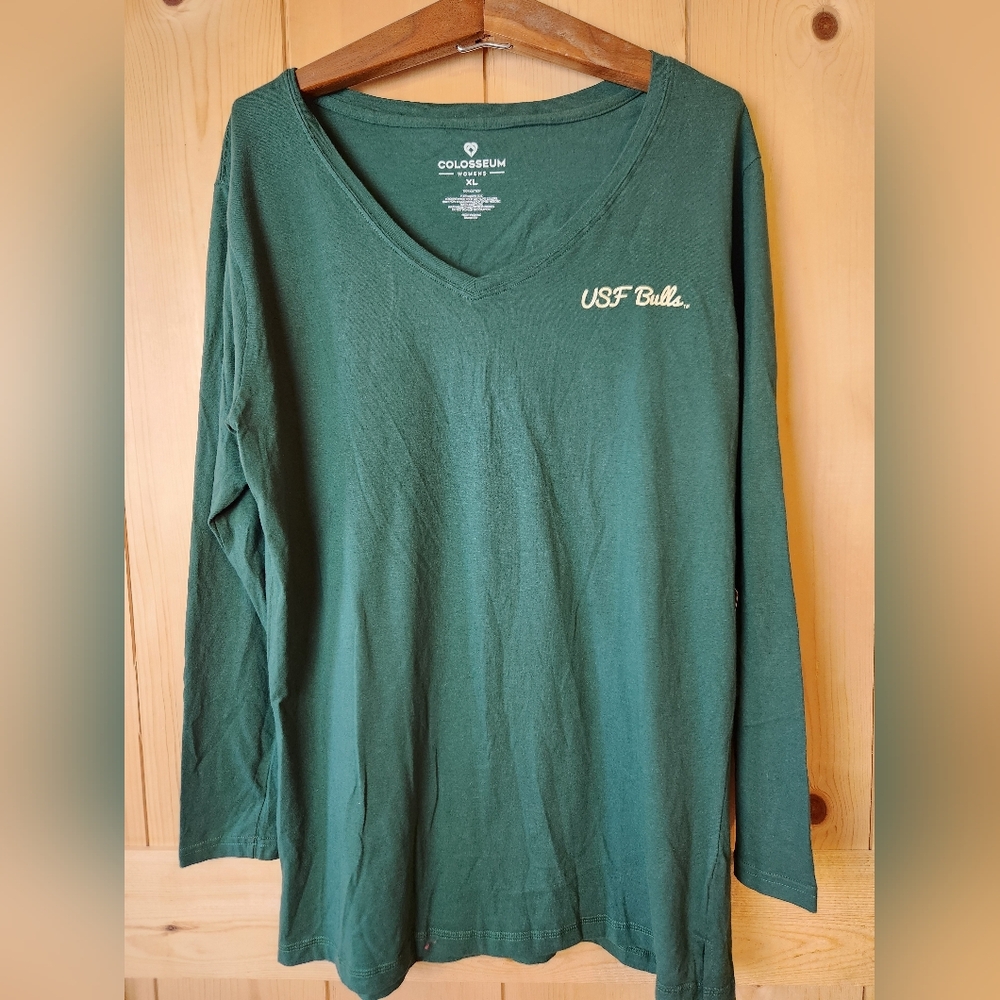 Colosseum South Florida Bulls Collegiate Long Sleeve V-Neck Graphic T-shirt NWT